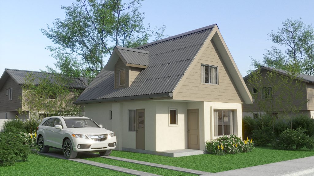 Render 3D exterior casa de proyecto Boldo